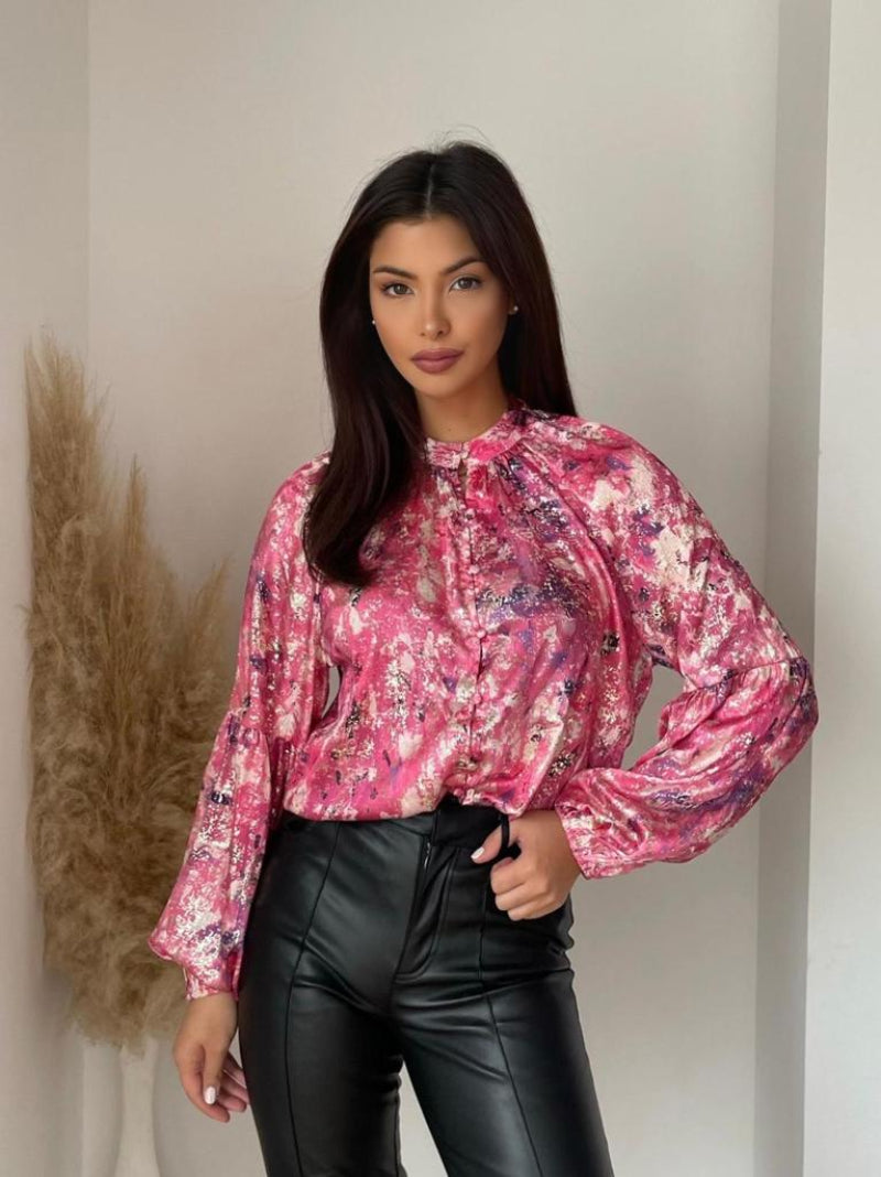 Blouse met multi-colour print (Fuchsia)