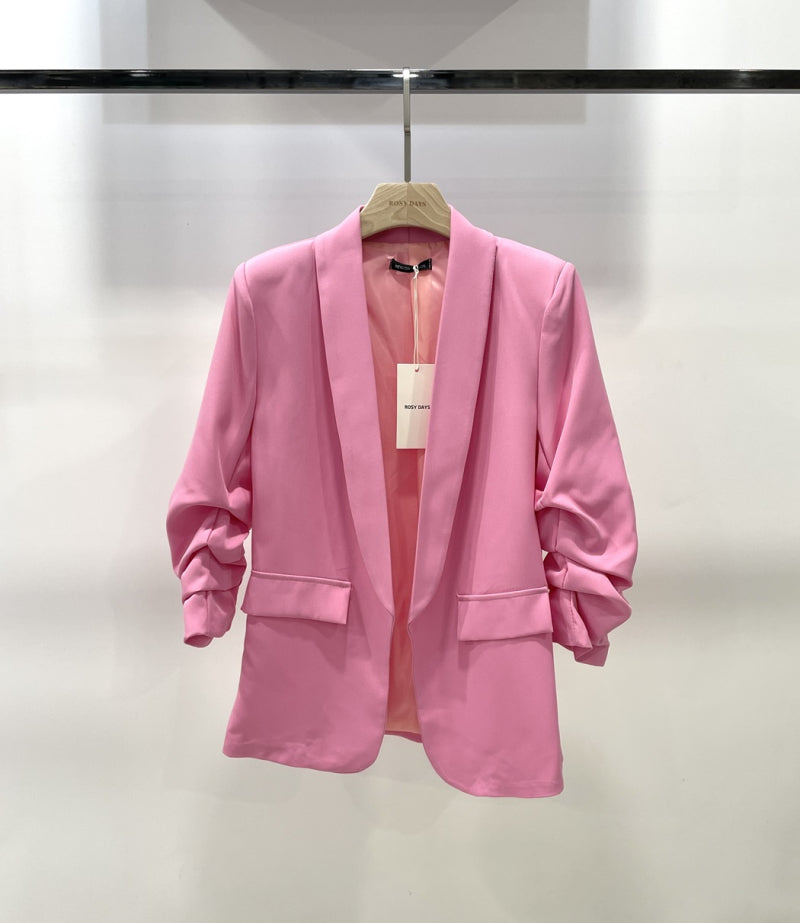 Blazer| Roze met geplooide mouwen