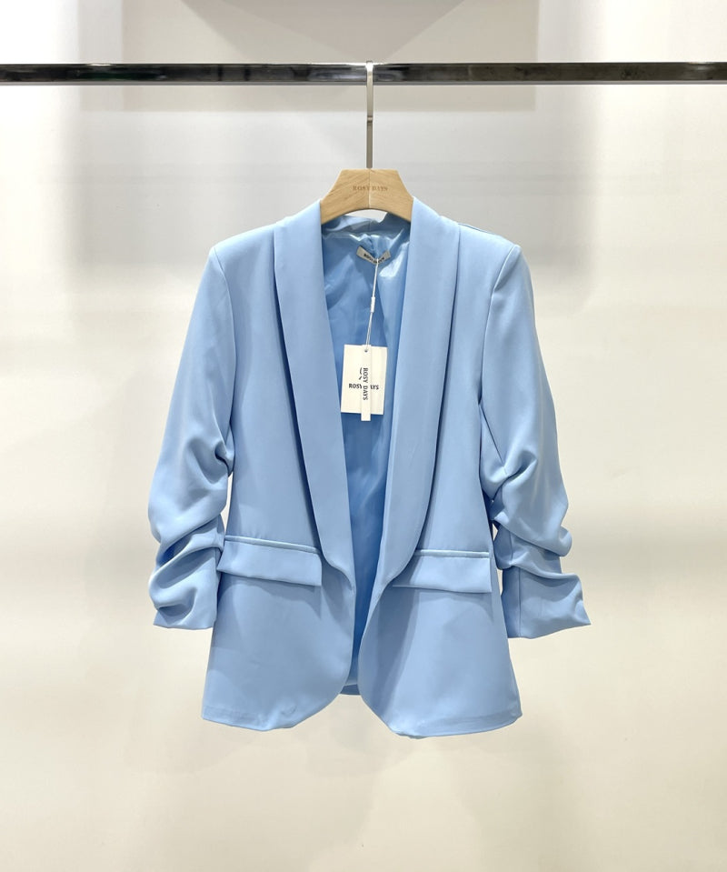 Blazer| Baby blauw met geplooide mouwen